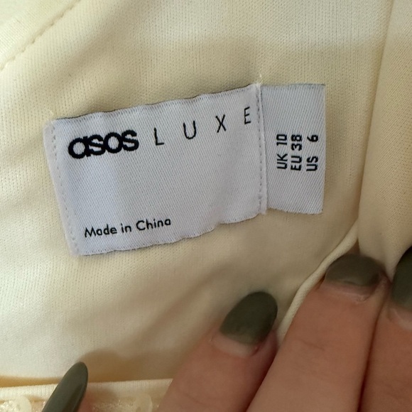 ASOS LUXE one shoulder asymmetric draped mini dress in yellow sequin - Picture 9 of 14